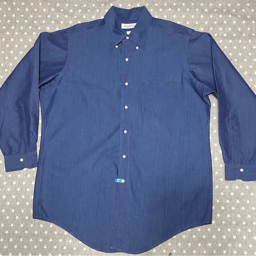 Brooks Brothers Button Down Shirt Men’s 16-32 Blue Long Sleeve Heavyweight Vtg